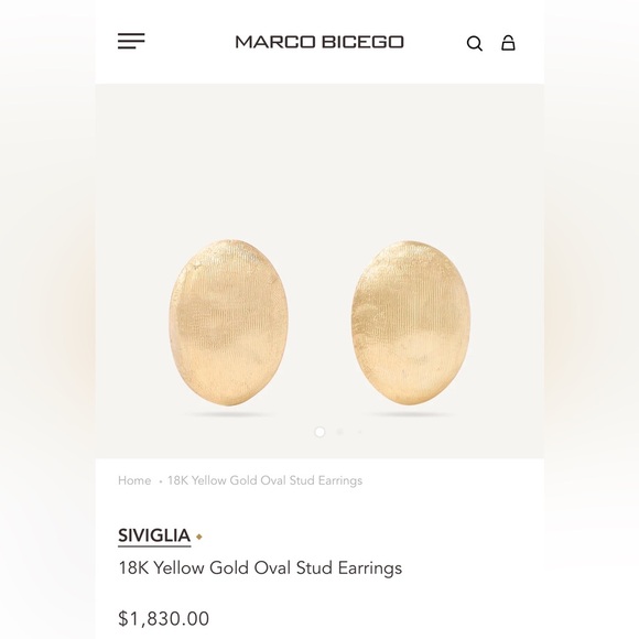 Marco Bicego 18k gold Siviglia oval stud earrings